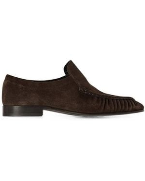 The Row Gathered Suede Loafers - White