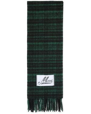 Marni And Checked Scarf - Green