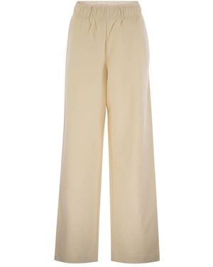 Moncler Wide-Leg Cotton Sport Trousers - Natural