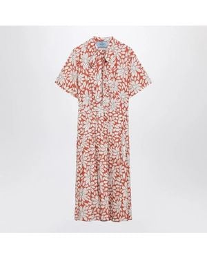 Prada Floral Print Shirt Dress - Pink
