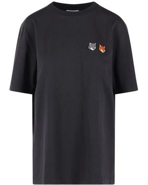 Maison Kitsuné Maison Kitsuné Double Fox Head Faded Comfort Tee Shirt - Black