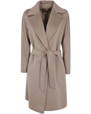 Max Mara Wool Coat With Peak Lapels - Natural