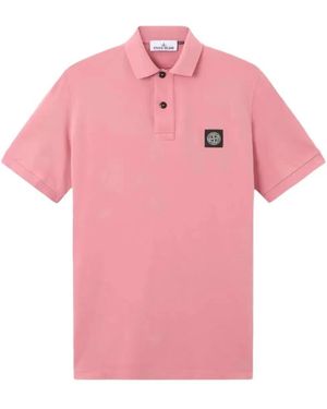 Stone Island Slim Fit Cotton Piqué Polo Shirt - Pink