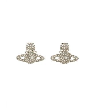 Vivienne Westwood Stud Earrings Grace Bas Relief With Crystals - Metallic