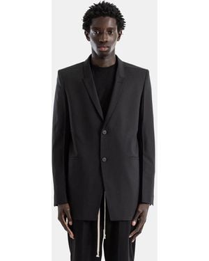 Rick Owens Veste Concordian Noire À Coupe Longue Et Épaules Structurées - Black