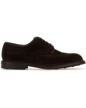 Crockett & Jones Suede Pembroke Lace-Up Shoes - Black