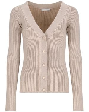 Max Mara Nude Neutrals Wool Cashmere Cardigan - Natural