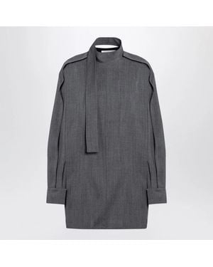 Jil Sander Wool Shirt With Scarf - Grey