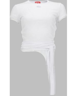 DIESEL T-Shirt A Costine Con Lacci - White