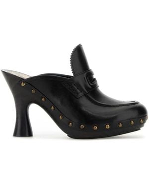 Burberry Leather Mules - Black