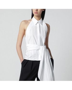 P.A.R.O.S.H. Blouse With Pleats And Bow - White