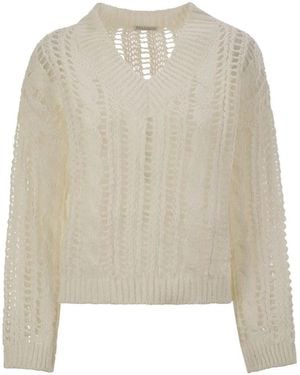 Brunello Cucinelli Cable & Mesh Jute And Cotton Jersey - Natural
