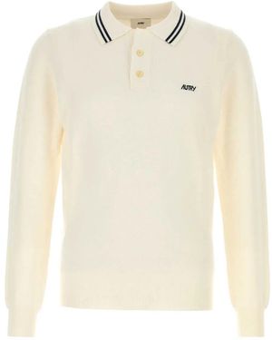 Autry Ivory Knit Polo Shirt - White