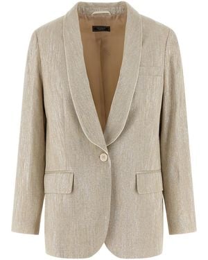 Peserico Lamé Thread Blazer - Natural