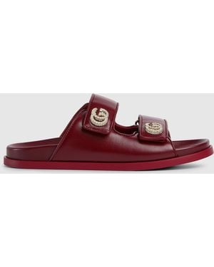 Gucci Sandal With Crystals - Red