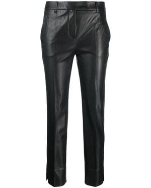 Incotex Slim Cut Faux Leather Trousers - Grey