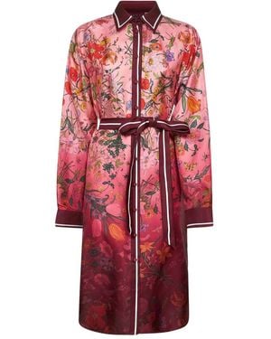 Gucci Printed Silk Twill Shirt Dress - Red