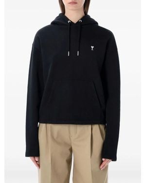 Ami Paris Ami De Cœur Cropped Hoodie - Blue
