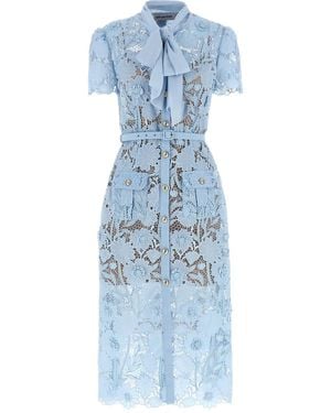 Self-Portrait Self Portrait Lace Tie Neck Midi' Dress - Blue