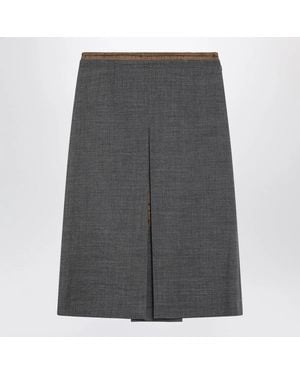 Prada Slate Wool Skirt - Grey