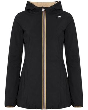 K-Way Hooded Zip-Up Coat - Black