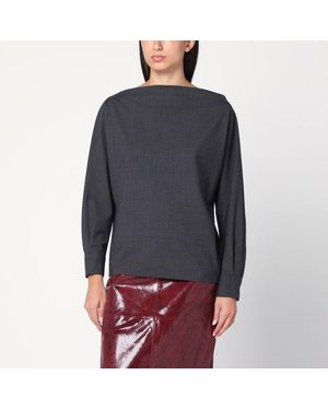 P.A.R.O.S.H. Anthracite Wool Blouse-Shirt - Gray