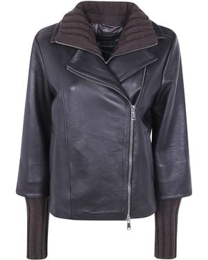 The Jackie Leathers "Gemini" Leather Jacket With Gilet - Grey