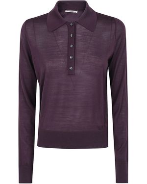 Nuur Long Sleeves Polo Neck Sweater - Purple