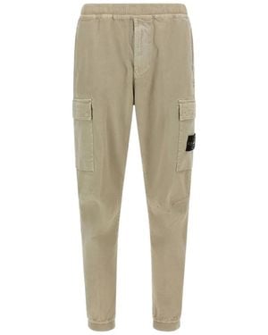 Stone Island Logo-Patch Cargo Trousers - Natural
