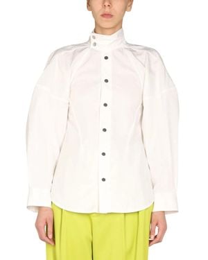 Bottega Veneta Relaxed Fit High Neck Shirt - Natural