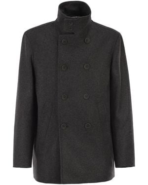 Herno Double-Breasted Coat - Black