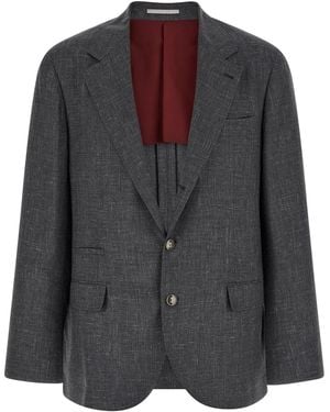Brunello Cucinelli Blazer Flamed Canvas Blazer - Black
