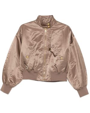 Elisabetta Franchi Nylon Blouson Jacket - Natural