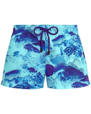 Vilebrequin Recycled Polyamide Swim Shorts With Marine Print - Blue