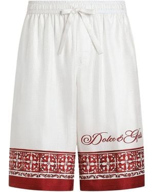 Dolce & Gabbana Dolce & Gabbana Maiolica Print Jacquard Twill Shorts - White