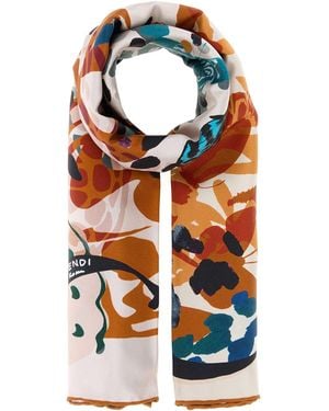 Fendi Printed Silk Foulard - Orange