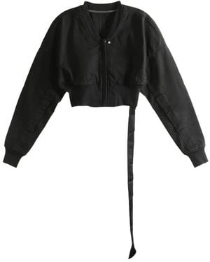 Rick Owens Cotton Cropped Bomber Jacket - Black