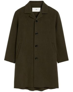 Ami Paris De Coeur Single-Breasted Car Coat - Green
