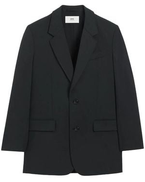 Ami Paris Wool Loose Double Breasted Jacket - Black