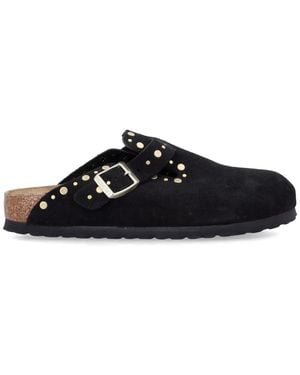 Birkenstock Boston Rivets Suede Mule - Black