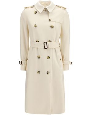 Burberry Long Kensington Cashmere Trench Coat - Natural
