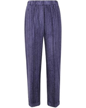 Peserico Stretch Waisted Velvet Trousers - Blue