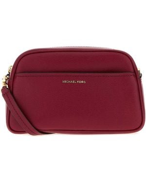 MICHAEL Michael Kors Tiziano Leather Jet Mini Crossbody Handbag - Red