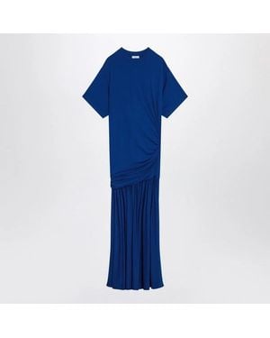 Ferragamo Long Dress With Draping - Blue