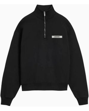 Jacquemus Gros Grain Half-Zip Sweatshirt - Black