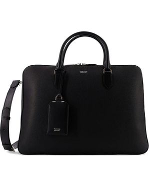 Tom Ford Top Handle Leather Briefcase Bags - Black