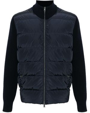 Herno Nylon And Wool Padded Cardigan - Blue