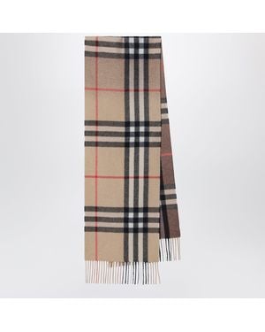 Burberry Shaded Check Cashmere Scarf - Natural