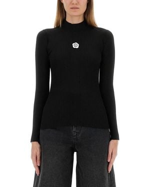KENZO Jersey With Embroidery "Boke Flower 2.0" - Black