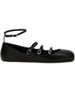 McQueen Leather Strap Ballet Flats - Black